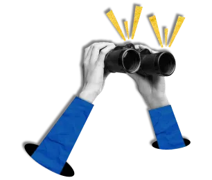 graphic of hands holding binoculars