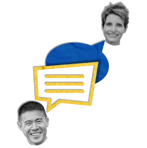 graphic of talking heads with dialogue boxes